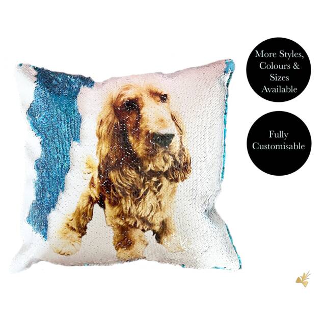 Custom Sequin Photo Cushion, Personalised Cushion Cover 40x40, Covers Uk, Sequin Cushion - image 1