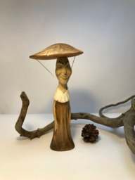"Collection Hand Carved Wooden Figurine ""Mushroom Pale Toadstool" - thumbnail 1
