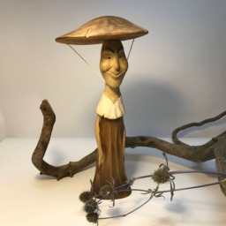 "Collection Hand Carved Wooden Figurine ""Mushroom Pale Toadstool" - thumbnail 2