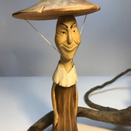 "Collection Hand Carved Wooden Figurine ""Mushroom Pale Toadstool" - thumbnail 4