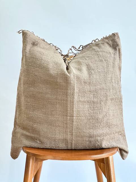 Brown Tribal Hemp Hand Woven Natural Dye Color Pillow Cover - image 1