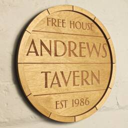 Personalised Wooden Barrel Pub Sign Custom Family Name Home Bar Decor - thumbnail 1