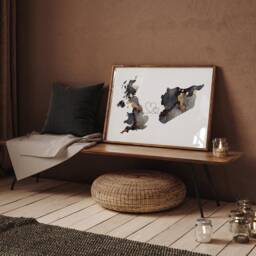 Britain & Syria Map Black & Gold Travel Wall Art Print - United Kingdom UK - thumbnail 2