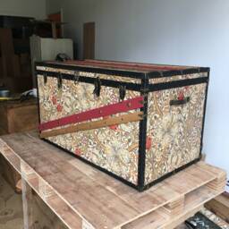 William Morris Wallpaper Steamer Trunk - Handmade Bed End Bench Retro Kids Toy Chest _ Sinatra Glbb - thumbnail 3