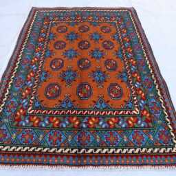 3'4x4'11 Ft Akhcha New Afghan Handmade Area Rug, High Pile Rug Turkmen Bokhara Rug Living Room Tribal Bedroom Office - thumbnail 2
