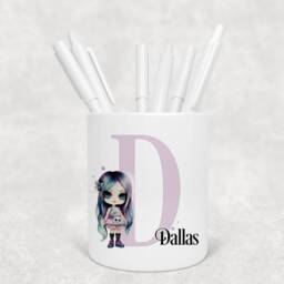Personalised Zombie Girl Pencil Pot, Alphabet Initial, Makeup Brush Holder - thumbnail 2