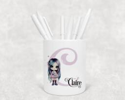 Personalised Zombie Girl Pencil Pot, Alphabet Initial, Makeup Brush Holder - thumbnail 1