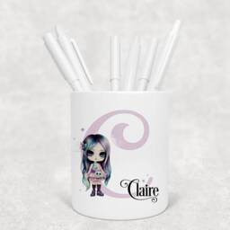 Personalised Zombie Girl Pencil Pot, Alphabet Initial, Makeup Brush Holder - thumbnail 4