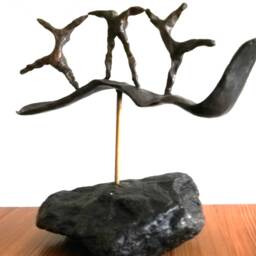 Dance Bronze Sculpture/ Pod With Dancing Figures Without Hat/ Joyful Abstract Statue Movement & Rythm/ 9.8 - thumbnail 4