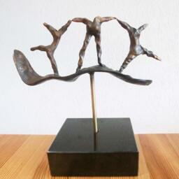 Dance Bronze Sculpture/ Pod With Dancing Figures Without Hat/ Joyful Abstract Statue Movement & Rythm/ 9.8 - thumbnail 2