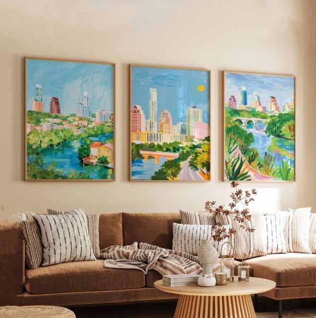 Set Of 3 Austin Texas Posters, Travel Posters Set, Prints, Wall Art, City Decor, Skyline Print - image 1