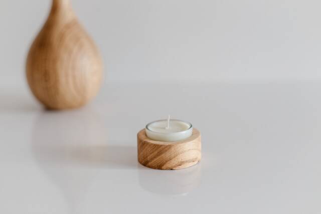 Ash Wood Tea Light Holder Scandinavian Minimalist Decor - image 1