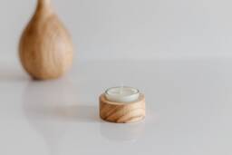 Ash Wood Tea Light Holder Scandinavian Minimalist Decor - thumbnail 1