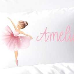 Personalised Ballerina Girl Bedding Set, Custom Name Pink Dance Duvet Cover, Pillowcase - thumbnail 3