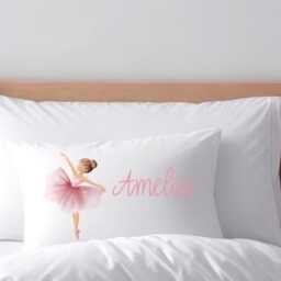 Personalised Ballerina Girl Bedding Set, Custom Name Pink Dance Duvet Cover, Pillowcase - thumbnail 4