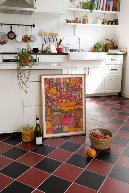 Covent Garden Apple Market Art Print Colorful London Illustration - image 1