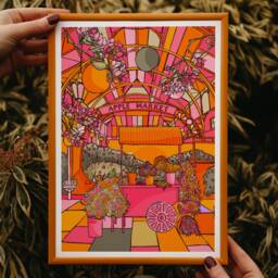 Covent Garden Apple Market Art Print Colorful London Illustration - thumbnail 3