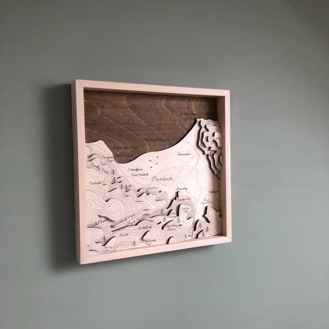 3D Engraved Wooden Map Of Porlock & Bay - image 1