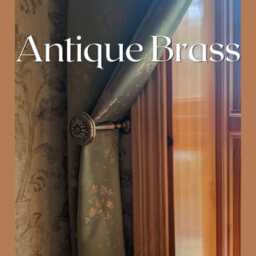 Curtain Tie Backs - Flower Aged Vintage Back Hooks, Metal Holdbacks, Antique Brass - Gold White Black Ties - thumbnail 4