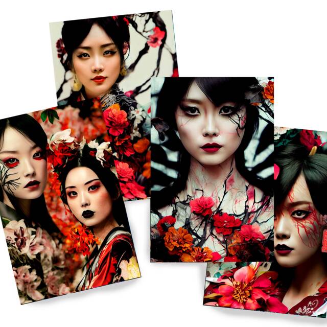 Japanese Garden Ds0065 - Limited Edition 10 Print Set Of 4 Sheets Synthography Printed On Glossy Premium Fine Art Photo Paper 20x30 cm - image 1