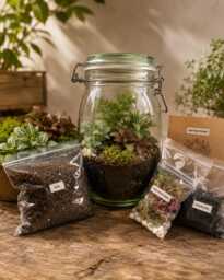 Diy Complete Terrarium Kit With Plants, Glass Jar, Moss, UK Handmade