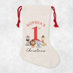 Baby's First Christmas Sack, Personalised Sack - Custom Stocking Animals 1St Santa Sacks - thumbnail 2