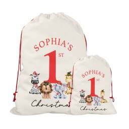 Baby's First Christmas Sack, Personalised Sack - Custom Stocking Animals 1St Santa Sacks - thumbnail 3