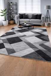 New Grey Silver Rugs Small Large Mats Modern Contemporary Design UK