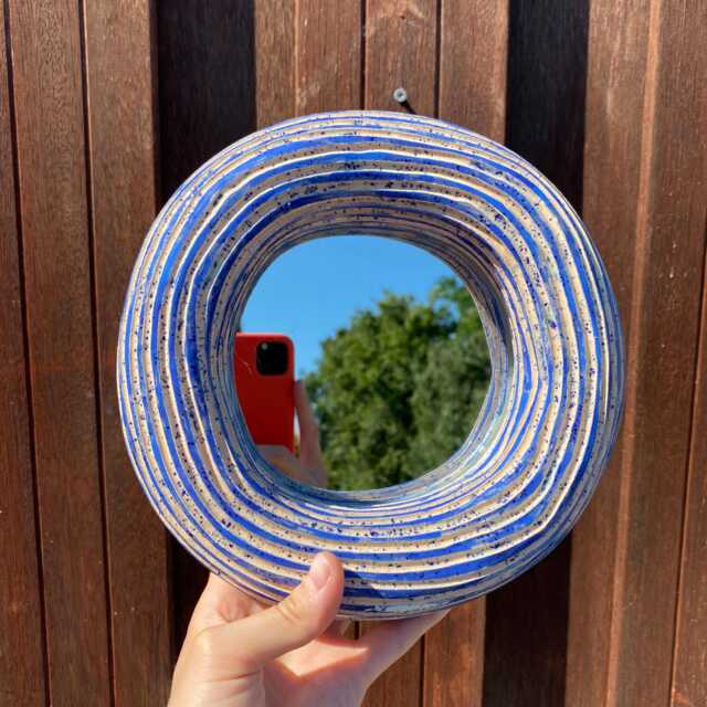 Small Wall Mirror Ceramic Funky Handmade Frame Art - image 1