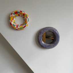 Small Wall Mirror Ceramic Funky Handmade Frame Art - thumbnail 2