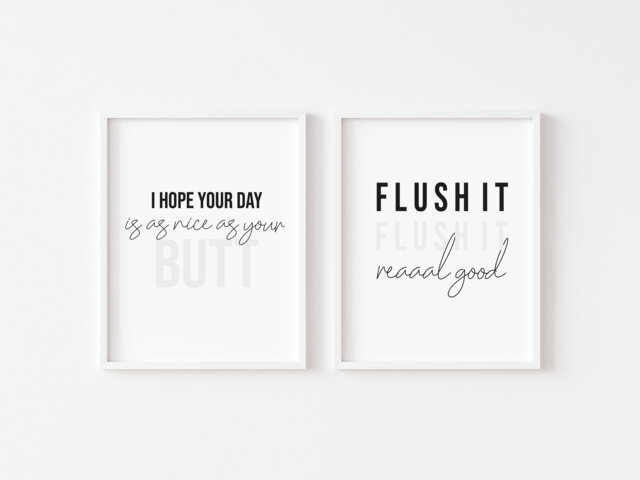 Funny Bathroom Prints Set Toilet Humour Wall Art - Unframed - image 1