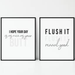 Funny Bathroom Prints Set Toilet Humour Wall Art - Unframed - thumbnail 3