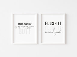 Funny Bathroom Prints Set Toilet Humour Wall Art - Unframed - thumbnail 1