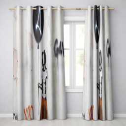 Girl Holding Black Balloon Minimalist Graffiti Creative Artwork For Bedroom Decor Readymade Eyelet Ring Top Thermal 100% Blackout Curtains - thumbnail 1