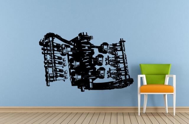 Car Vehicle Automobile Engine Motor Parts Blueprint Wall Decal Vinyl Sticker Mural Room Decor L1839 - image 1