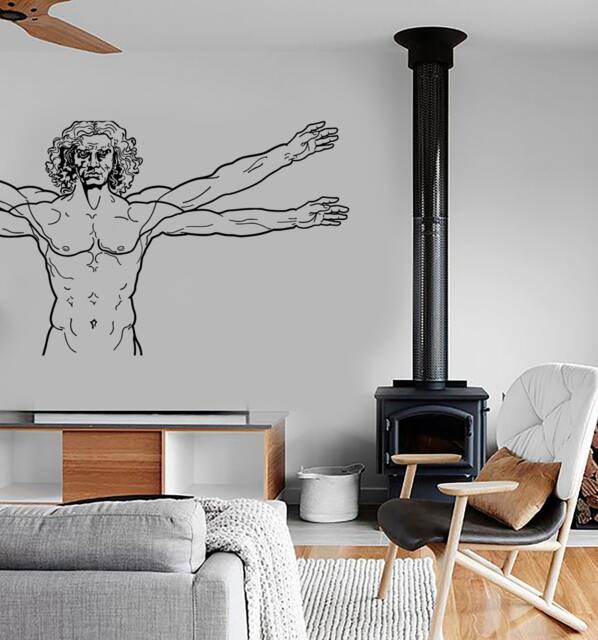 Wall Vinyl Decal Da Vinci Italy Italian Vitruvian Man Amazing Living Room Decor 1309Dz - image 1