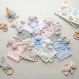 Personalised Baby Blanket Comforter, Newborn Gift, Shower Embroidered Soft Toy Blankie, Fleece - thumbnail 2