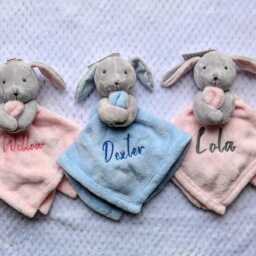 Personalised Baby Blanket Comforter, Newborn Gift, Shower Embroidered Soft Toy Blankie, Fleece - thumbnail 3