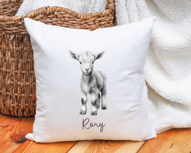 Sketchy Baby Goat Cushion, Personalised Cushion Gift, For Animal Lovers - image 1