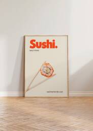 Sushi Print, Retro Poster, Japanese Japan Food Kitchen Wall Art, Art - thumbnail 1