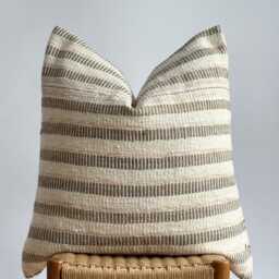 "Handwoven Striped Pillow Cover Vintage Karen Fabric, Boho Farmhouse - 26"" X 26" - thumbnail 2