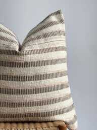 "Handwoven Striped Pillow Cover Vintage Karen Fabric, Boho Farmhouse - 26"" X 26" - thumbnail 1