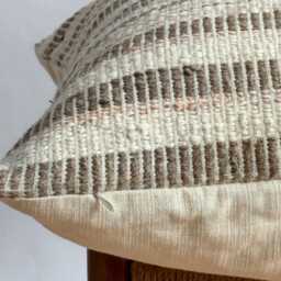 "Handwoven Striped Pillow Cover Vintage Karen Fabric, Boho Farmhouse - 26"" X 26" - thumbnail 3