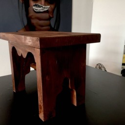 Handmade Low Sitting Beautiful Dark Chocolate Stain Wood Chair - thumbnail 3