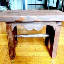 Handmade Low Sitting Beautiful Dark Chocolate Stain Wood Chair - thumbnail 4