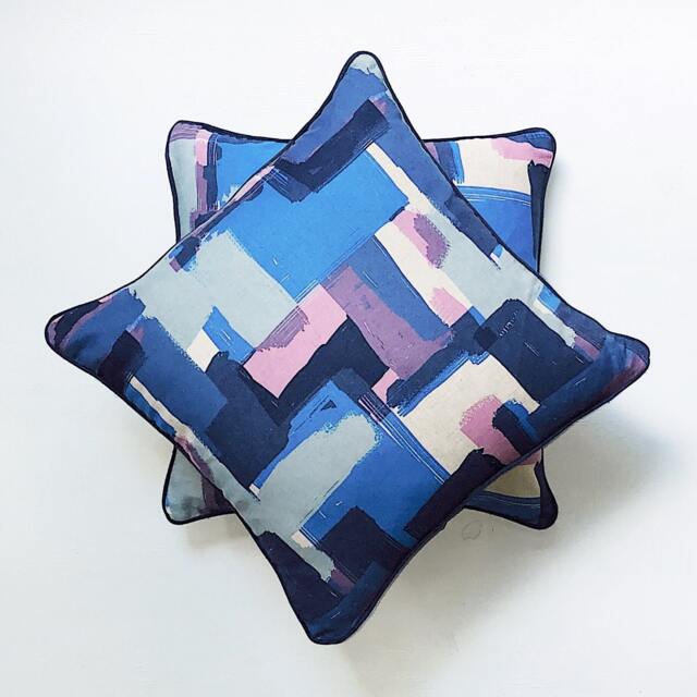 Navy Brushstrokes Pillow - image 1