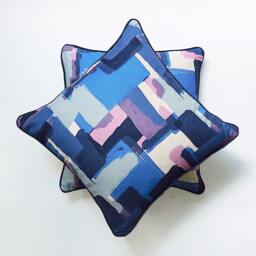 Navy Brushstrokes Pillow - thumbnail 1