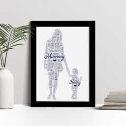 Personalised Mother & Child Word Art Print, Mummy Christmas Gift, Custom Wall Framed Picture, Present For Mum Nl - thumbnail 2