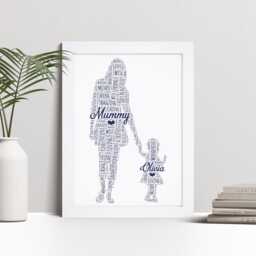 Personalised Mother & Child Word Art Print, Mummy Christmas Gift, Custom Wall Framed Picture, Present For Mum Nl - thumbnail 1