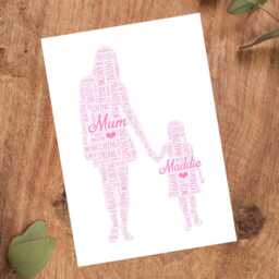 Personalised Mother & Child Word Art Print, Mummy Christmas Gift, Custom Wall Framed Picture, Present For Mum Nl - thumbnail 3